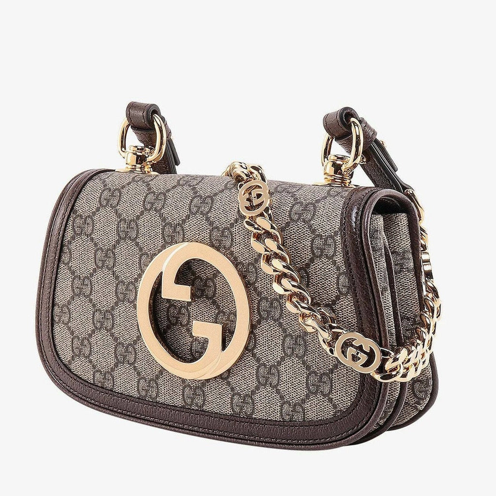 Gucci Blondie Mini GG Supreme Canvas Shoulder Bag - Beige in Beige - detail view 8 showing the bag's shape, finish and visible design details.