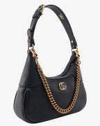 Gucci Aphrodite Small Leather Shoulder Bag - Black in Black - detail view 6 showing the bag's shape, finish and visible design details.