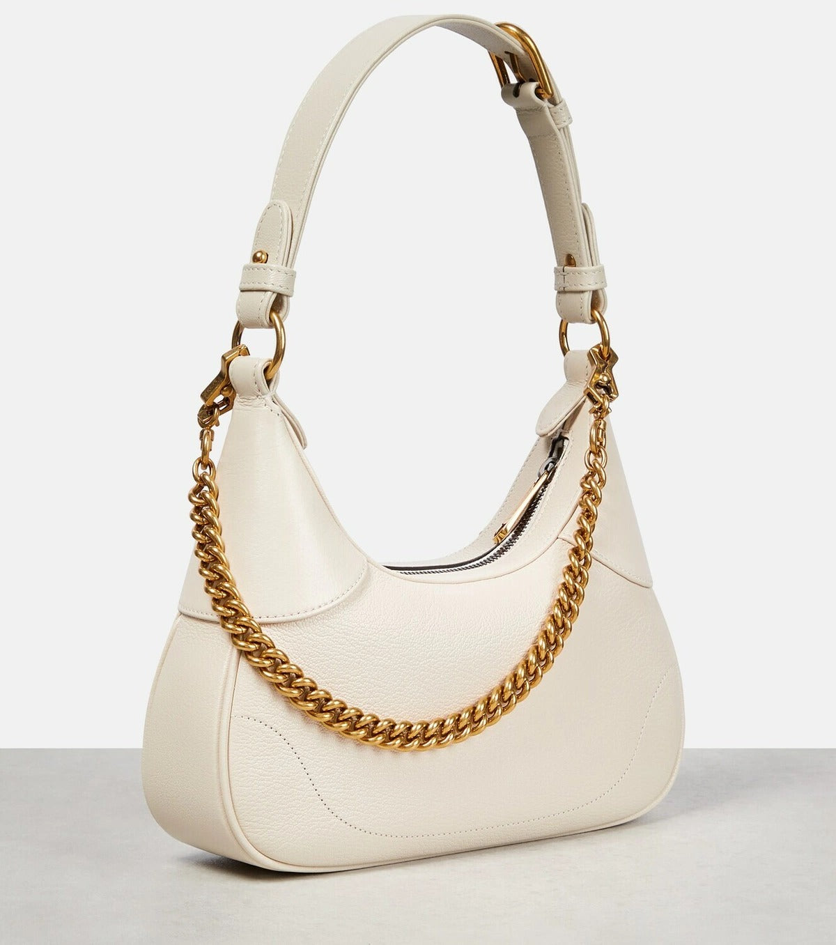 Gucci Aphrodite Small Leather Shoulder Bag - White in White - detail view 4 showing the bag's shape, finish and visible design details.