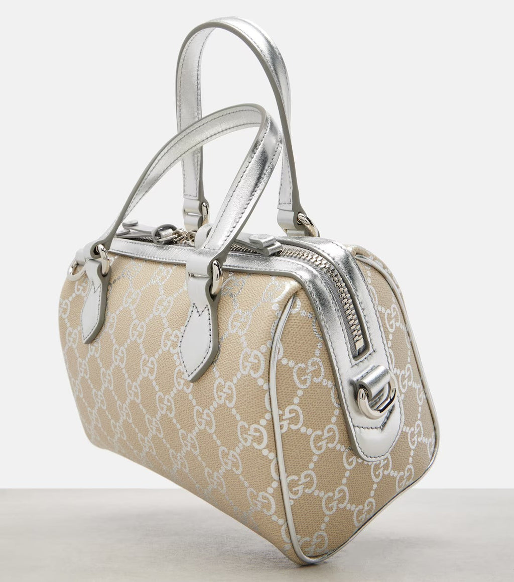 Gucci GG Emblem Small Top Handle Bag – Beige