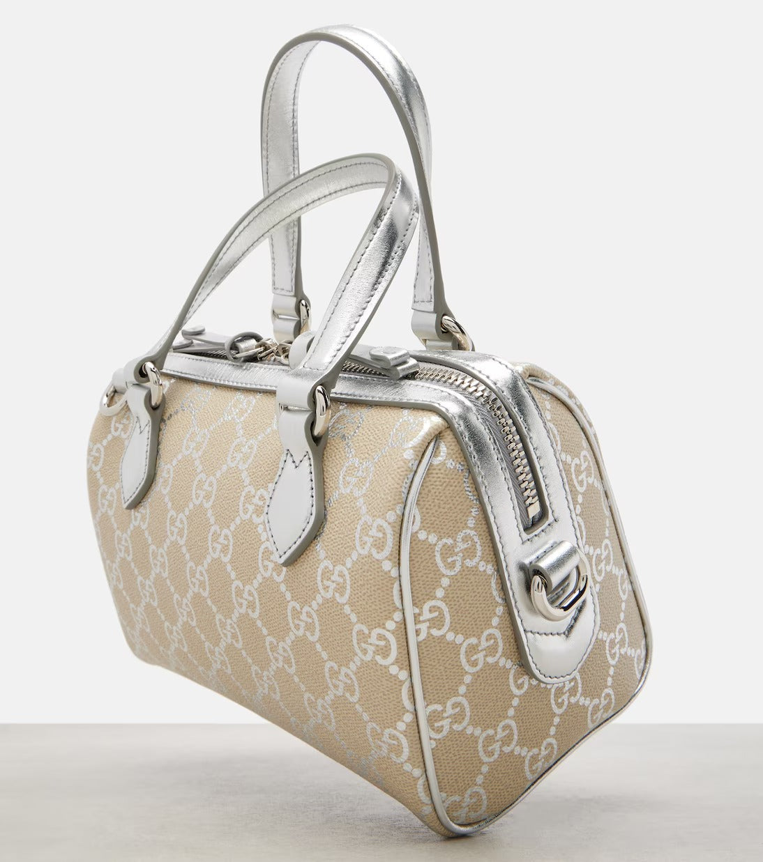 Gucci GG Emblem Small Top Handle Bag – Beige