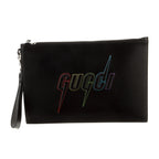 Gucci Blade Embroidered Leather Clutch Pouch - Black in Black - rear view showing the bag's shape, finish and visible design details.