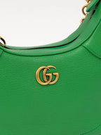 Gucci Aphrodite Small Leather Shoulder Bag - Green in Green - detail view 8 showing the bag's shape, finish and visible design details.
