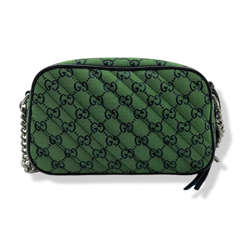 Gucci GG Canvas Marmont Small Shoulder Bag - Green in Green - detail view 8 showing the bag's shape, material finish and visible design details.