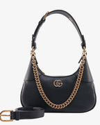 Gucci Aphrodite Small Leather Shoulder Bag - Black in Black - rear view showing the bag's shape, finish and visible design details.