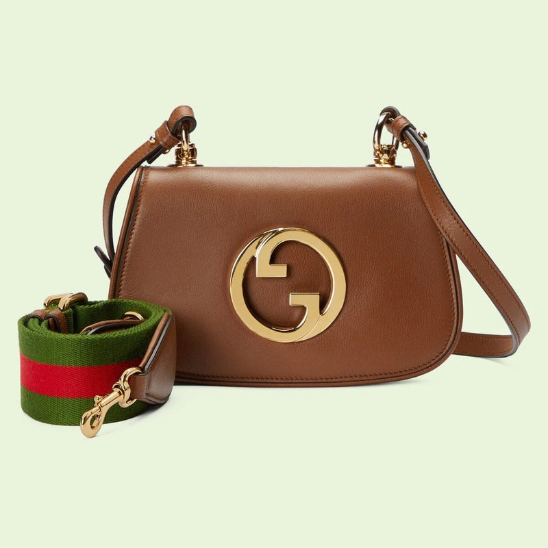 Gucci Blondie Mini Leather Shoulder Bag - Brown in Brown - rear view showing the bag's shape, finish and visible design details.