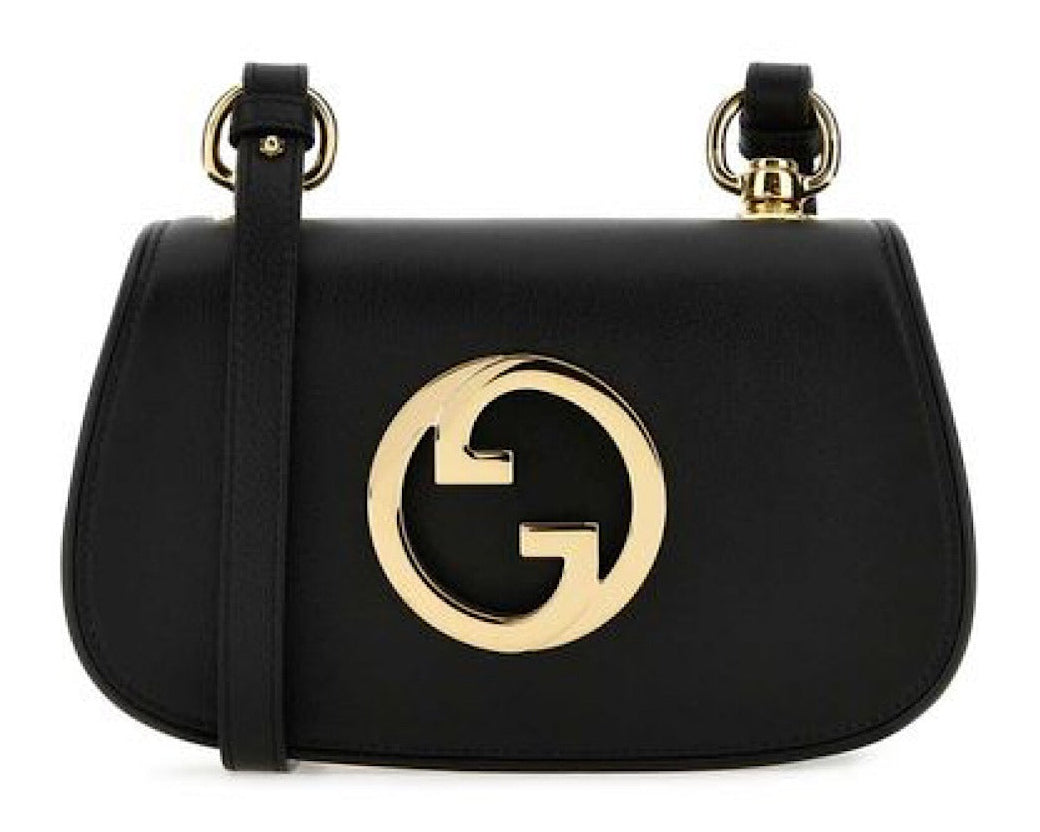Gucci Blondie Mini Crossbody Bag - Black in Black - side view showing the bag's shape, finish and visible design details.