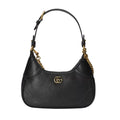 Gucci Aphrodite Small Leather Shoulder Bag - Black in Black - front view showing the bag's shape, finish and visible design details.