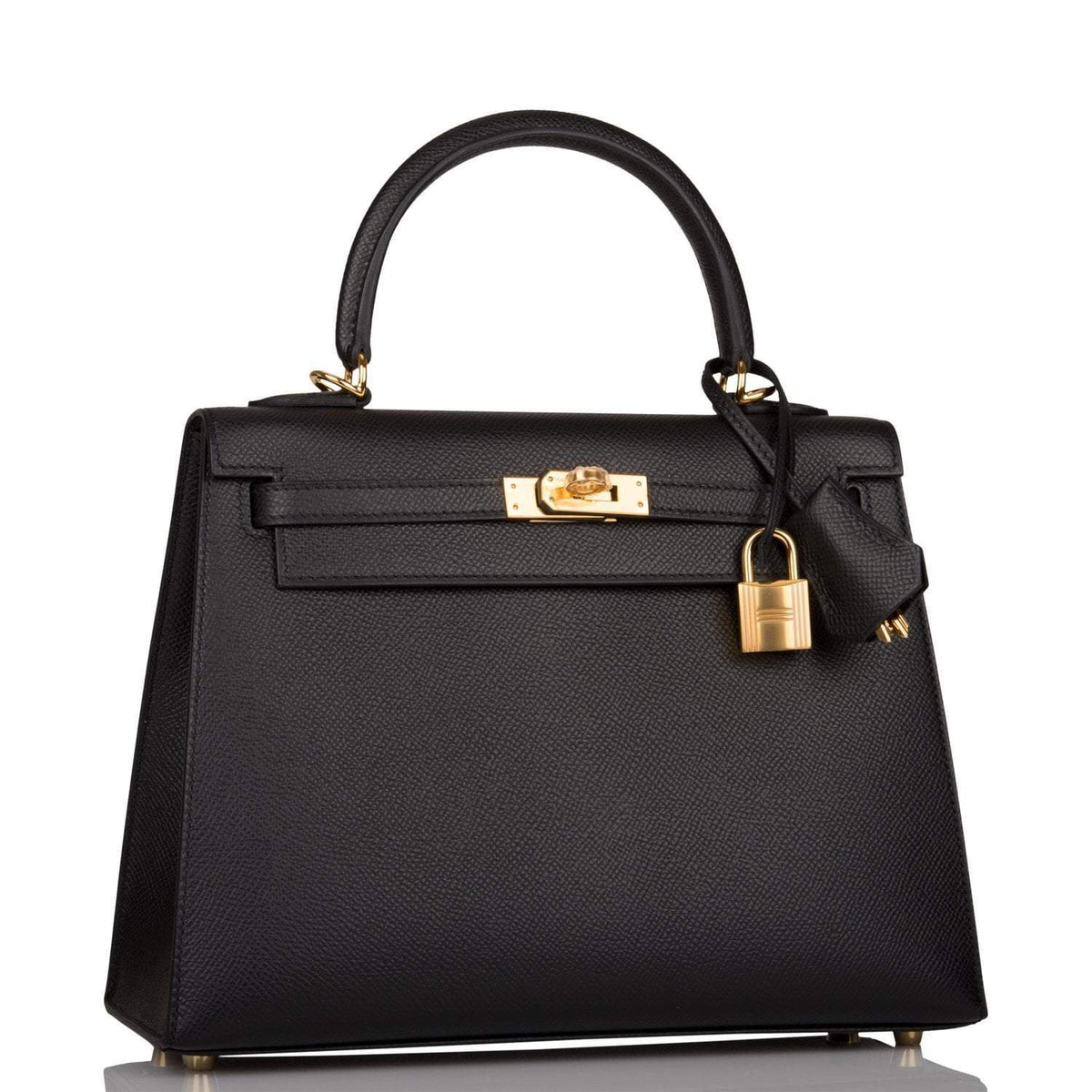 Side profile of Hermes Kelly Sellier 25 showing structured Sellier design