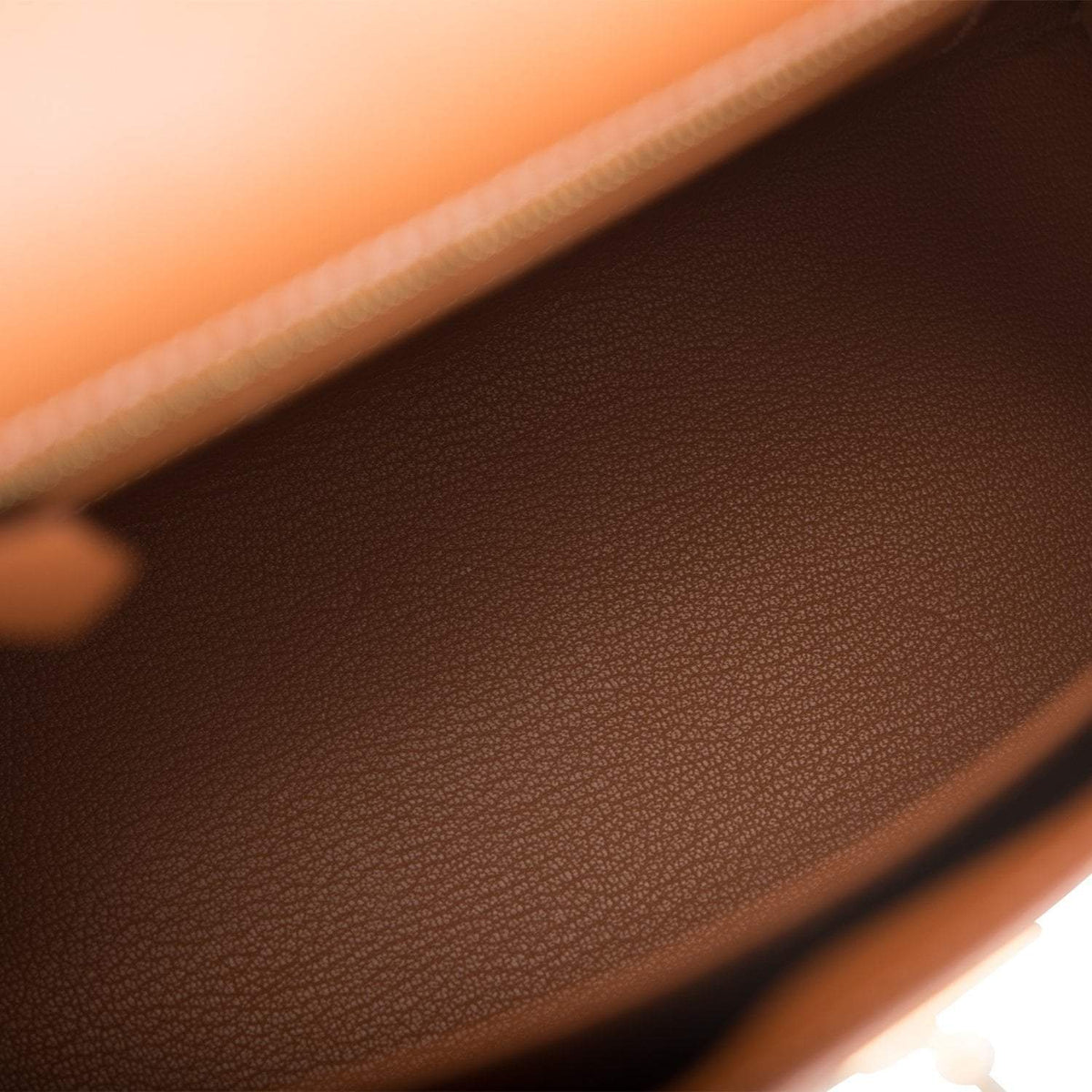 Rear view of Hermes Kelly Sellier 25 in Gold Epsom leather