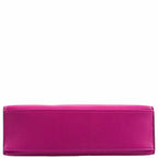 Hermes Kelly Mini Pochette Rose Pourpre Swift Palladium Hardware, Back panel of Rose Pourpre Swift clutch