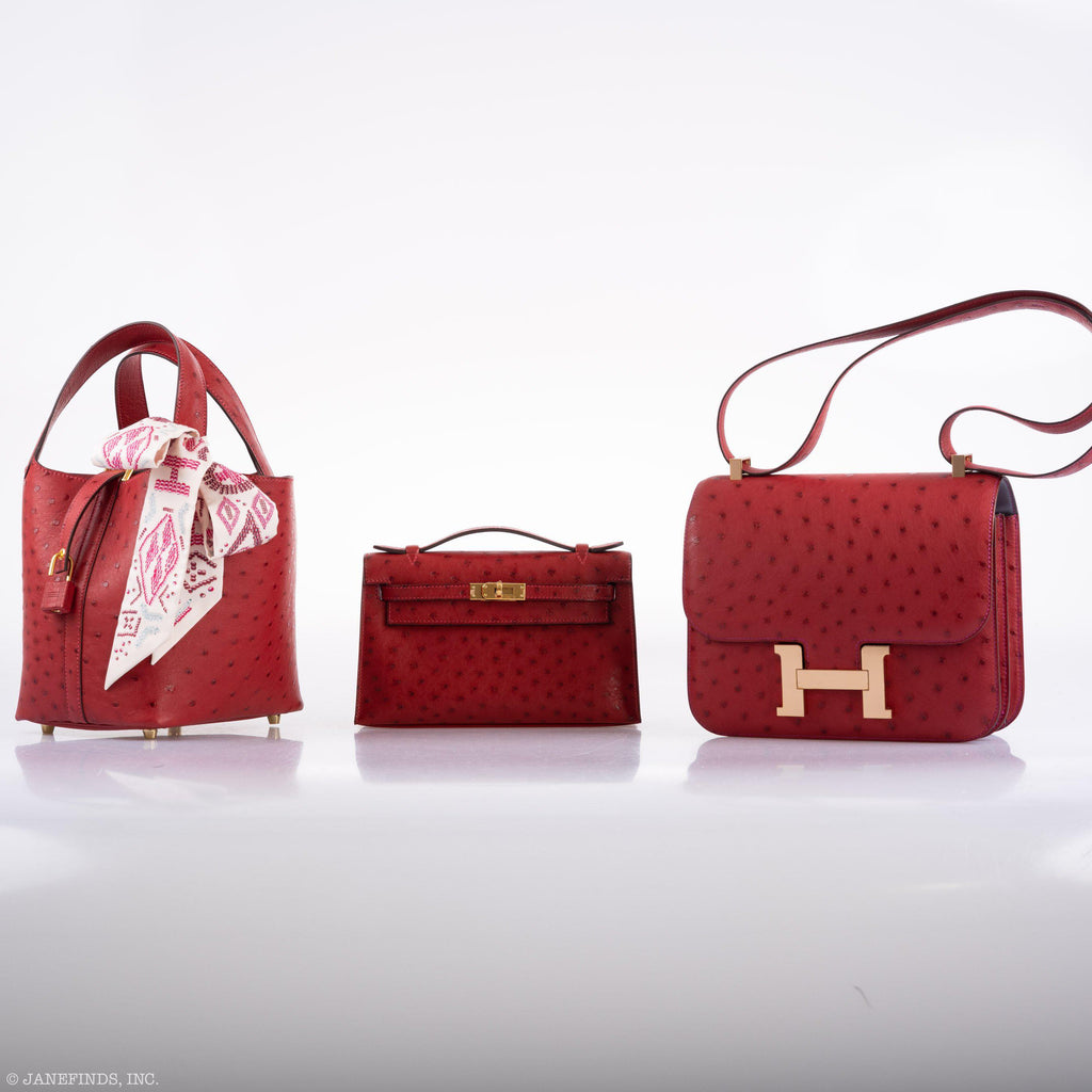 Hermes Kelly Mini Pochette Rouge Vif Ostrich Gold Hardware - 2017, A - product image 2