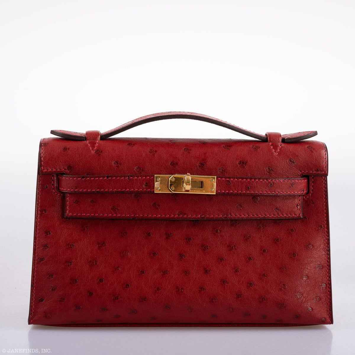 Hermes Kelly Mini Pochette Rouge Vif Ostrich Gold Hardware - 2017, A - product image 10