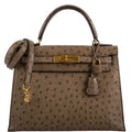 Hermes Kelly 28 Sellier Mousse Ostrich Gold Hardware - Circle W, Kelly 28 Mousse ostrich structured silhouette