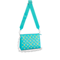 The handbag from a low angle, showcasing its structure and voluminous shape