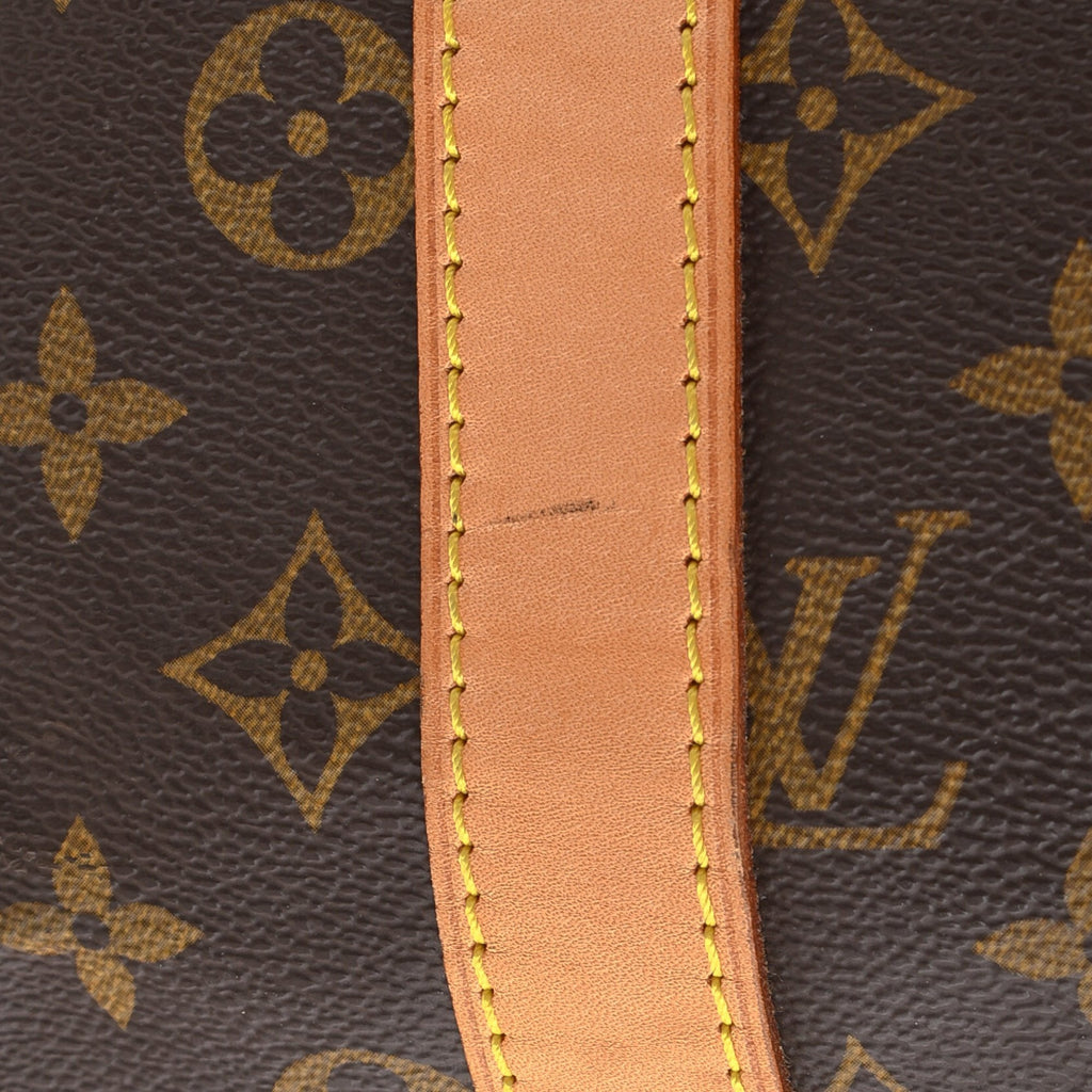 A side view of the bag showing the straps attached