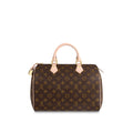 Front view of the Louis Vuitton Speedy 30 in Monogram canvas