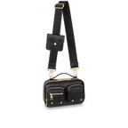 Front view of the Louis Vuitton Utility Crossbody in black calfskin leather.