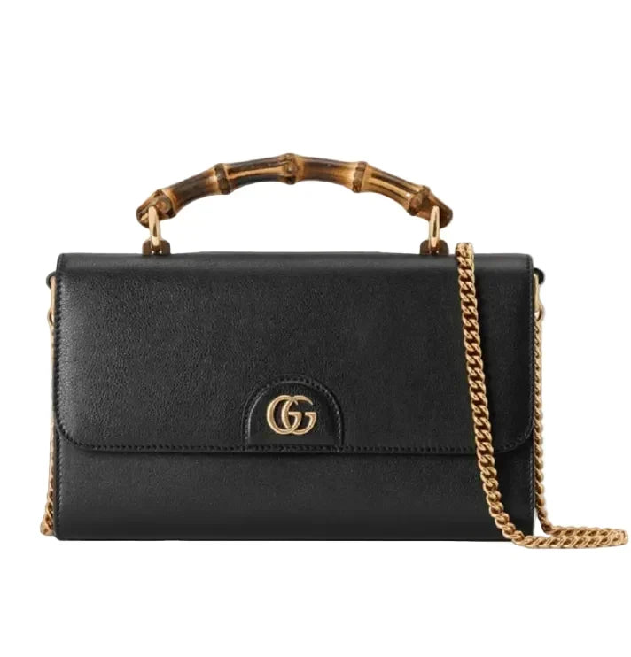 Gucci Diana Mini Top Handle Crossbody Bag - Black in Black - detail view 6 showing the bag's shape, finish and visible design details.