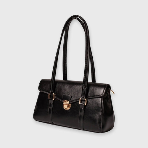 Bags End Black Vegan Leather Shoulder Bag